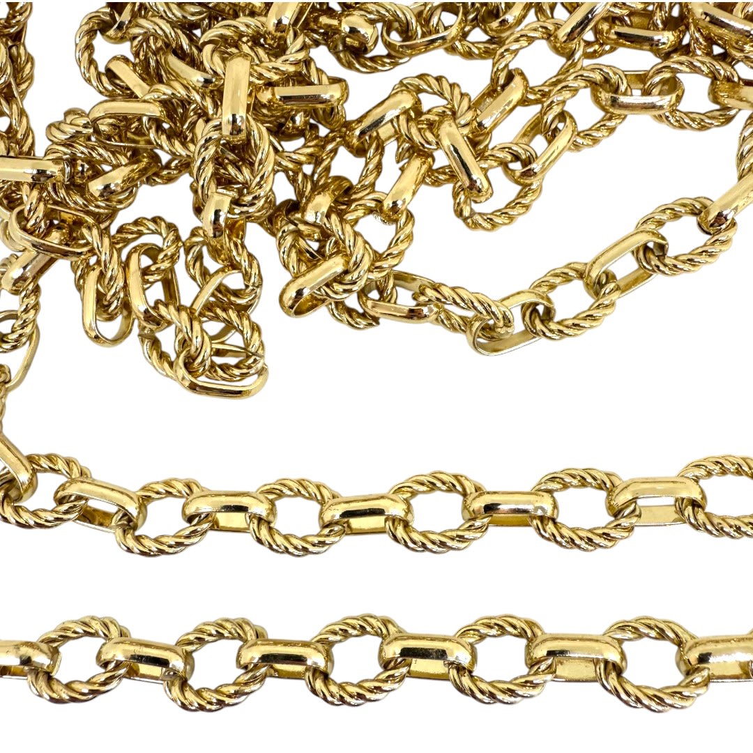 Cadena eslabones ovalados lisos y texturizados 9x13 mm baño de oro / metro2