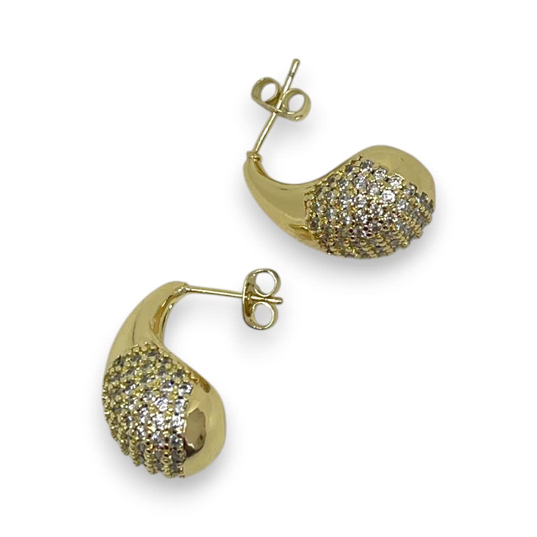 Aros aretes chunky lagrima gota elegante zircón baño de oro / par2