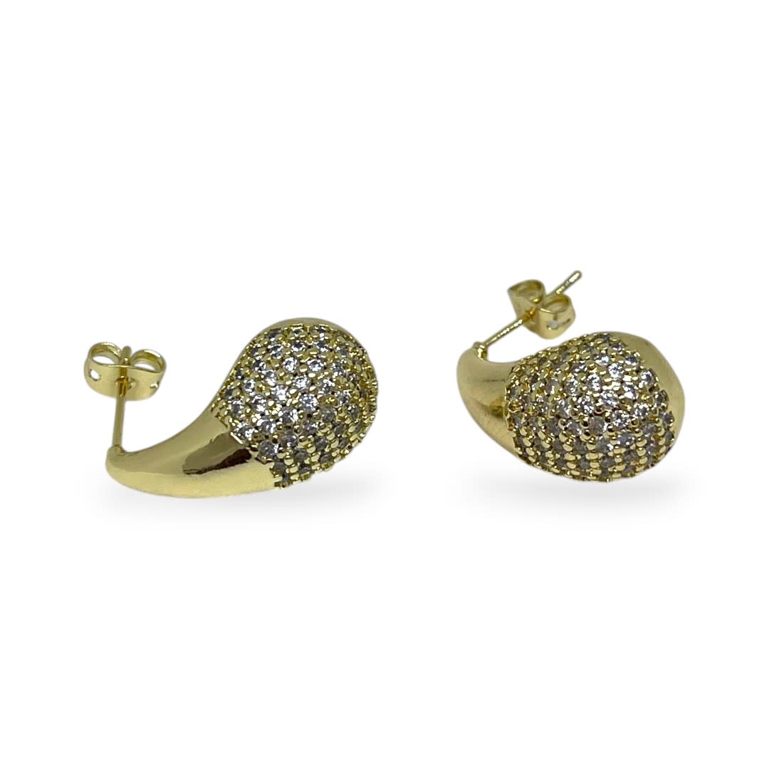 Aros aretes chunky lagrima gota elegante zircón baño de oro / par4
