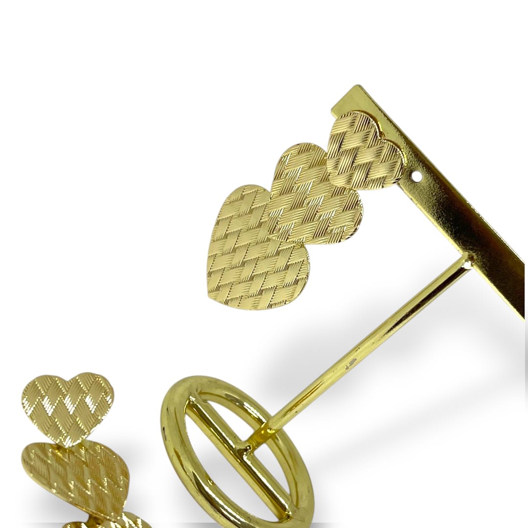 Aros topo maxi corazón triple baño de oro / par2