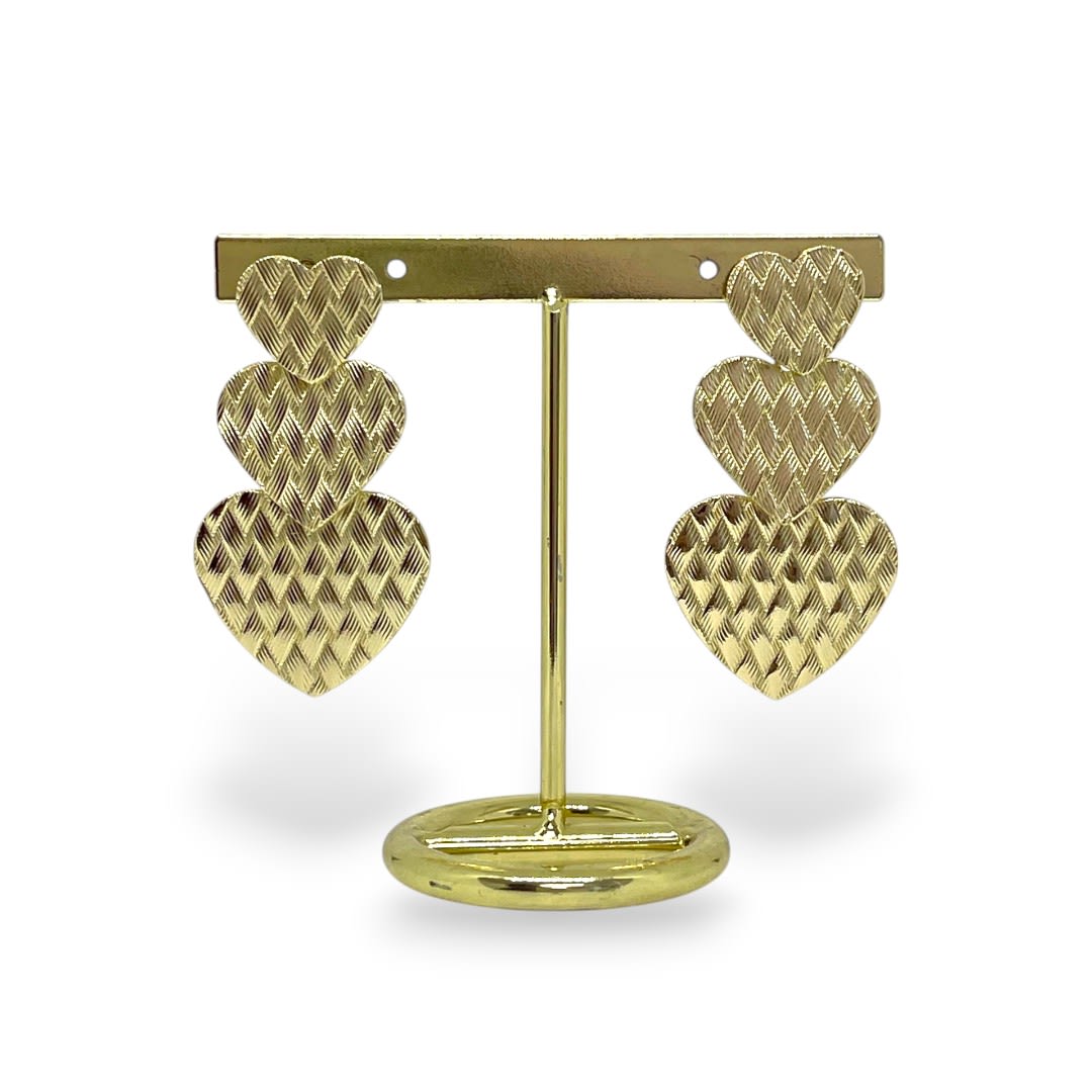 Aros topo maxi corazón triple baño de oro / par3