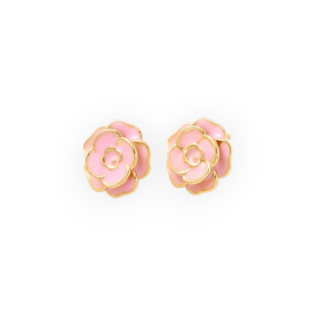 Aros topo topito segunda etapa flor 15 mm baño de oro / par3