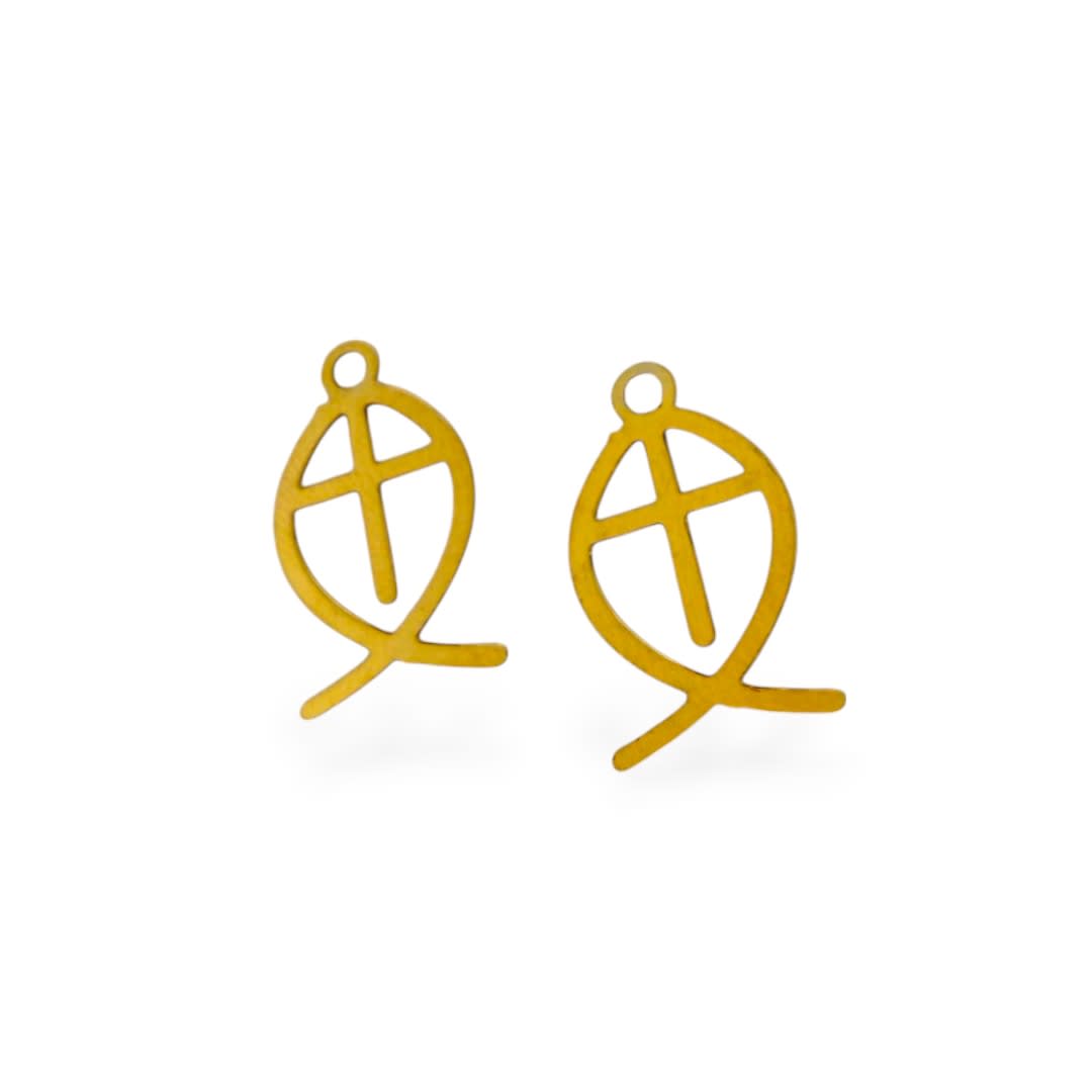 Dije colgante religioso pez cruz jesús gold-filled / unidad1