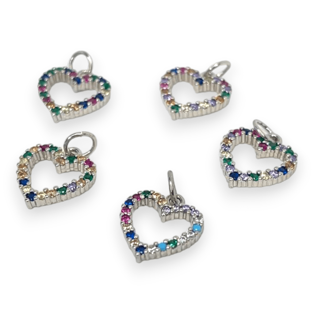 Dije colgante corazón silueta zircón multicolor / unidad5