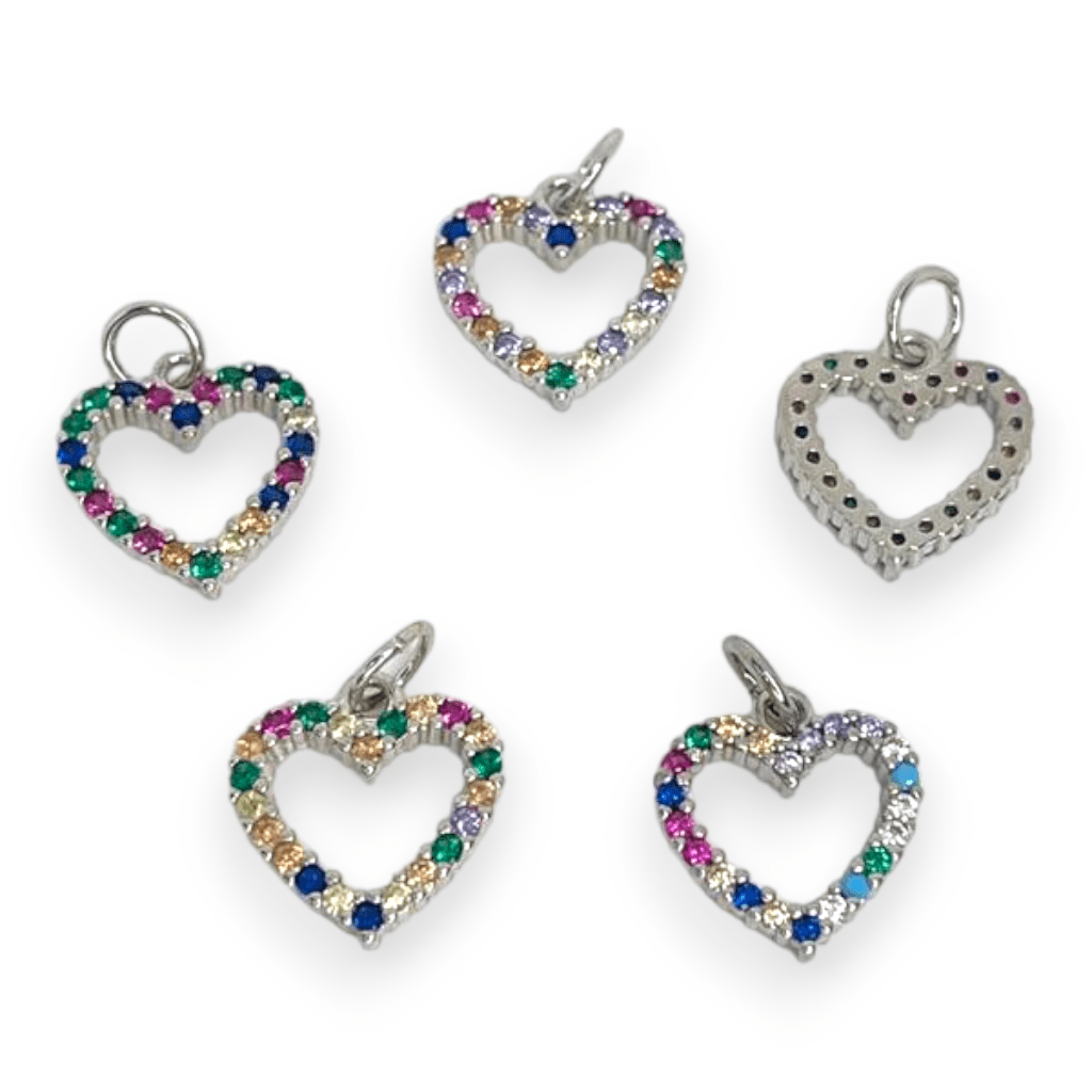 Dije colgante corazón silueta zircón multicolor / unidad6