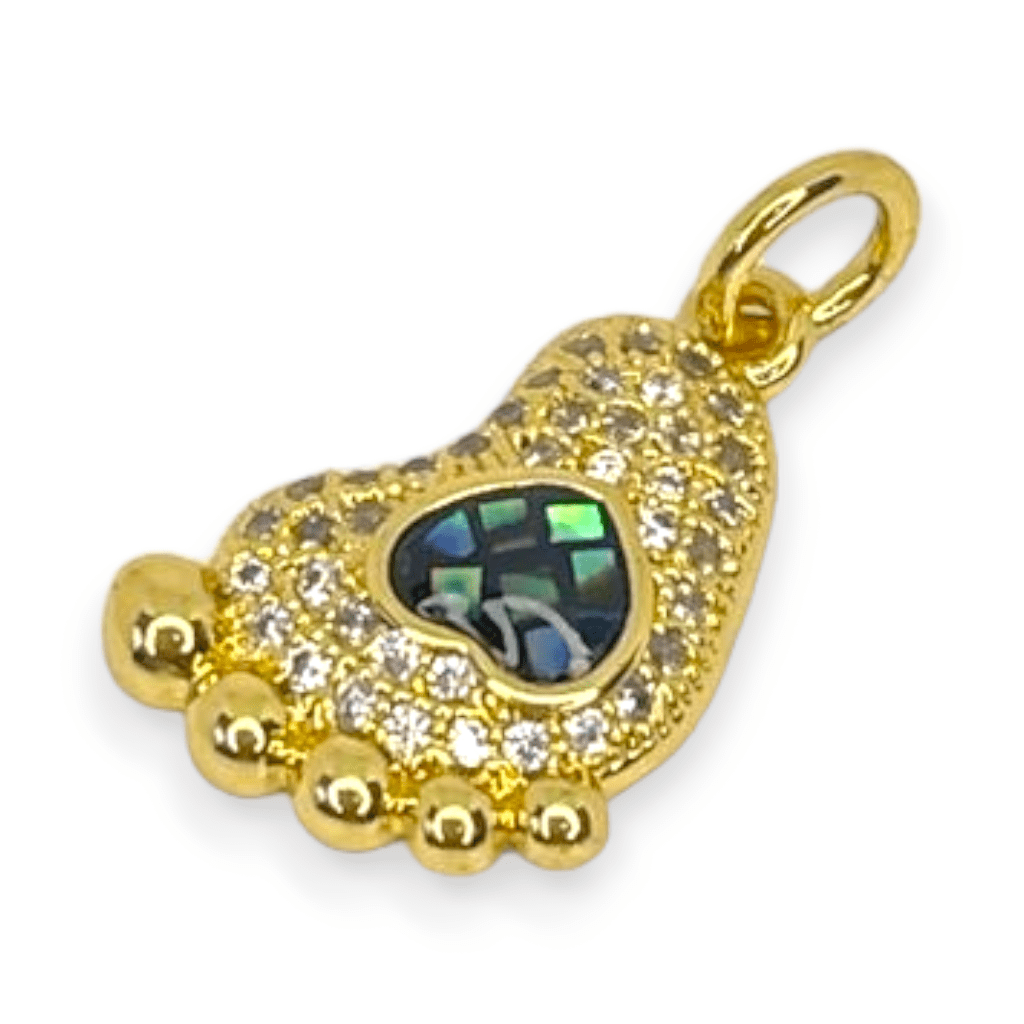 Dije pie bebé corazón zircón baño de oro / unidad2