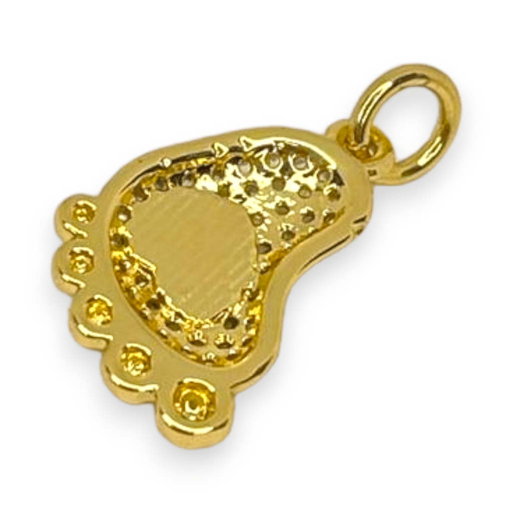 Dije pie bebé corazón zircón baño de oro / unidad3