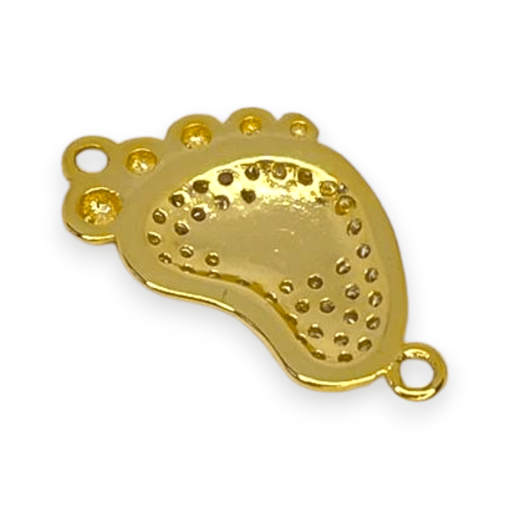 Dije pie bebé corazón zircón baño de oro / unidad5