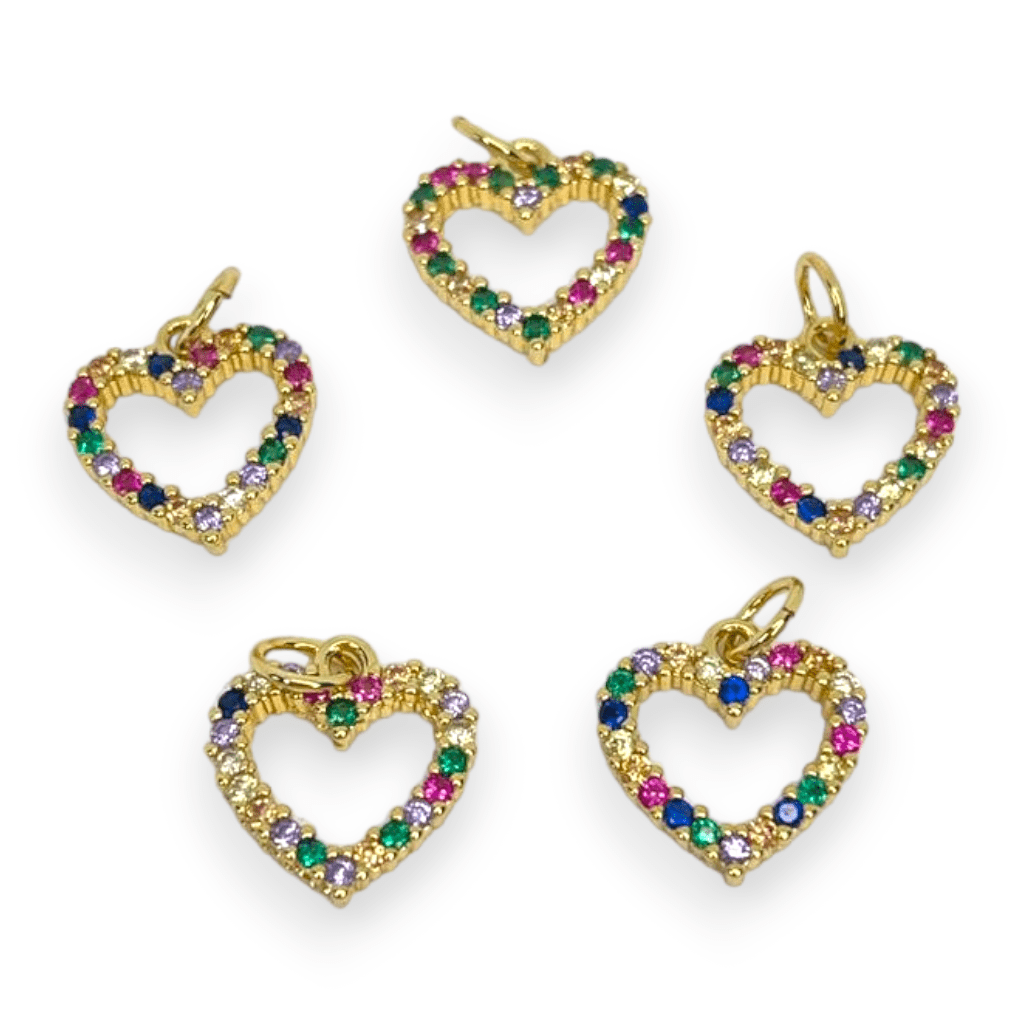 Dije colgante corazón silueta zircón multicolor / unidad1