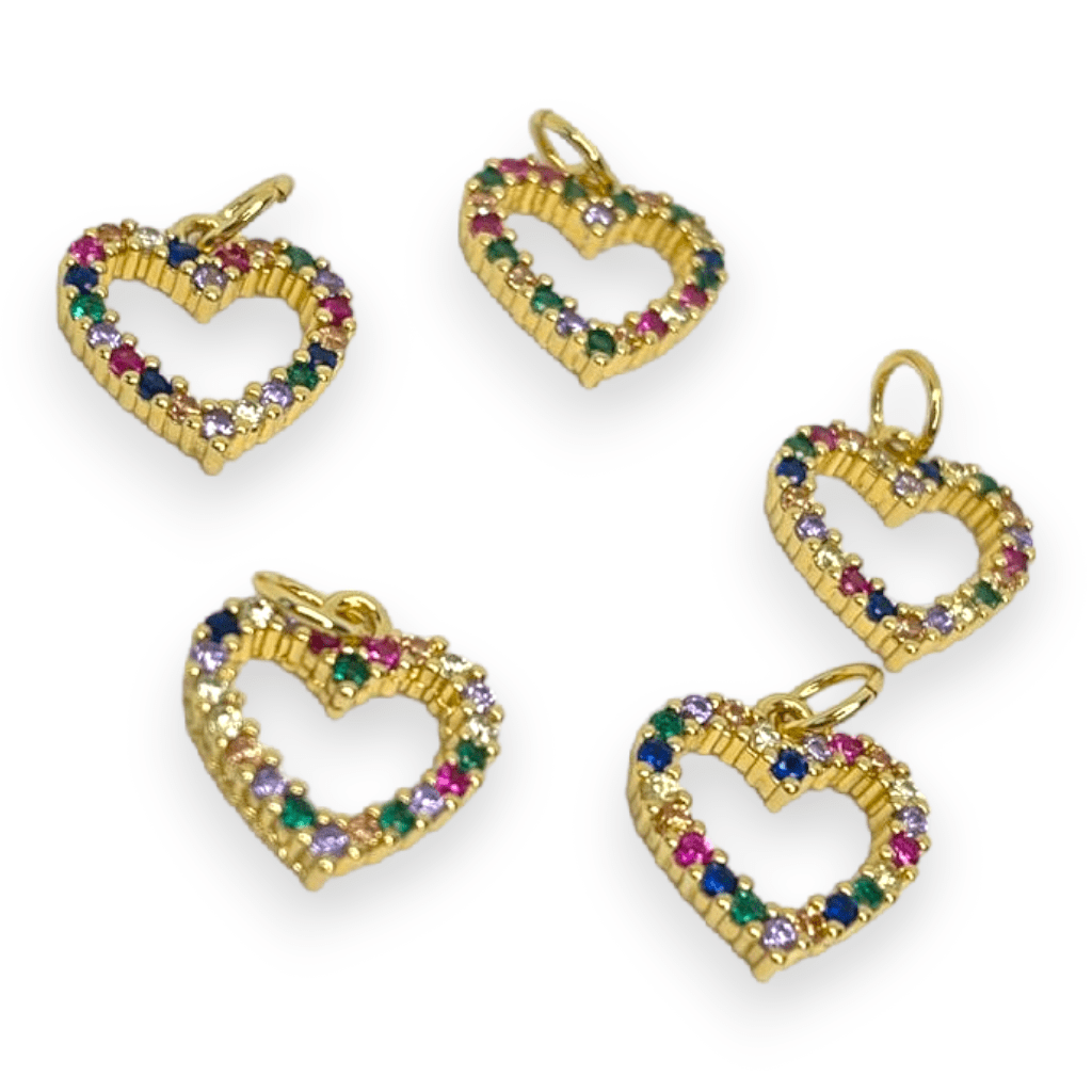 Dije colgante corazón silueta zircón multicolor / unidad2
