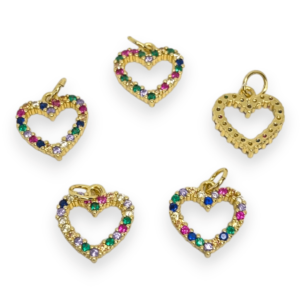 Dije colgante corazón silueta zircón multicolor / unidad3