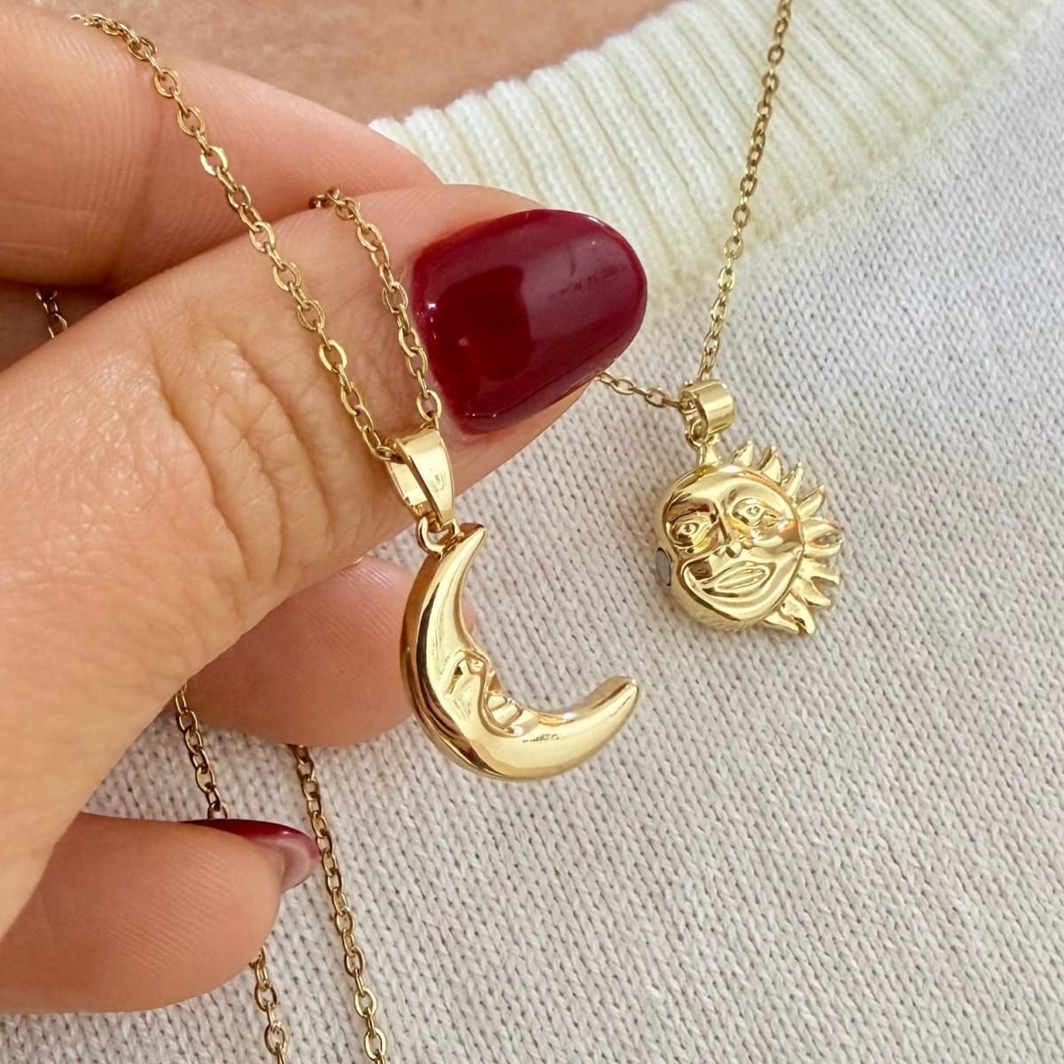 Collar sol luna para parejas acero / set1