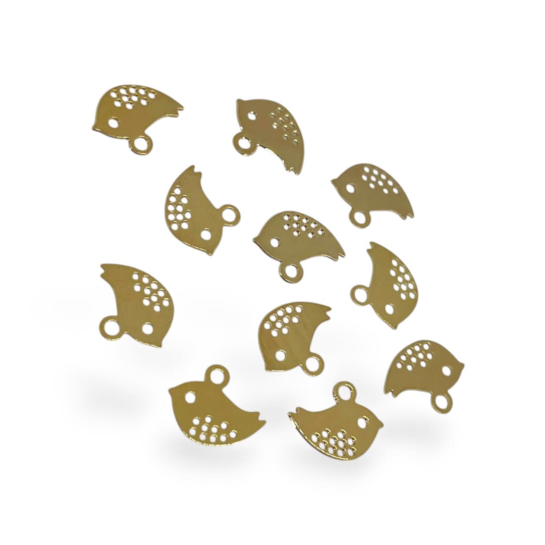 Mini dije pájaro pajarito ave 11x9 mm gold-filled / unidad2