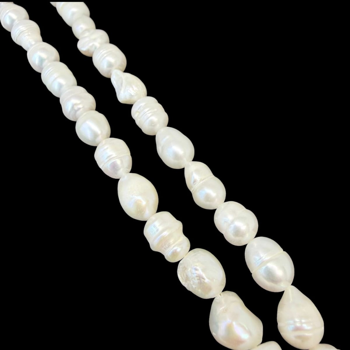 Sarta abalorios cuentas perla alargada natural cultivada / tira3