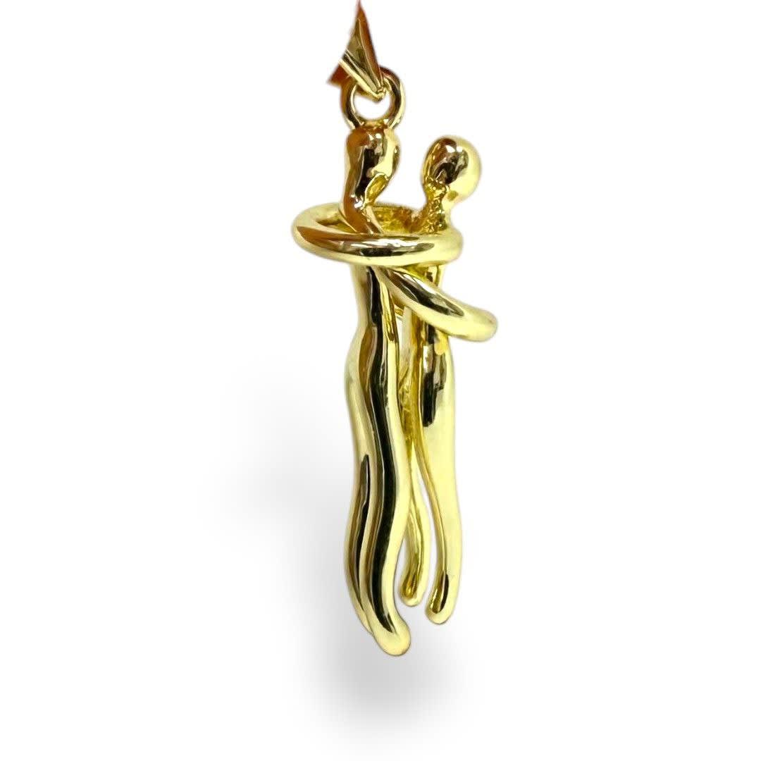 Dije colgante pareja abrazo 25 mm baño de oro / unidad1