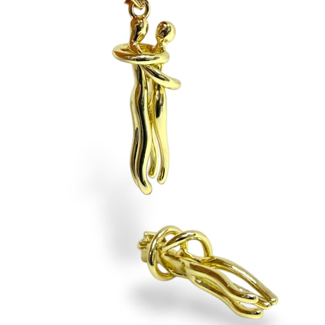 Dije colgante pareja abrazo 25 mm baño de oro / unidad2