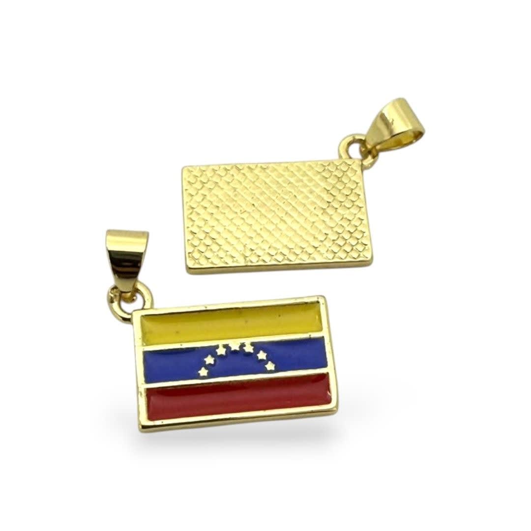 Dije colgante bandera venezuela 16x10 mm baño oro / unidad2