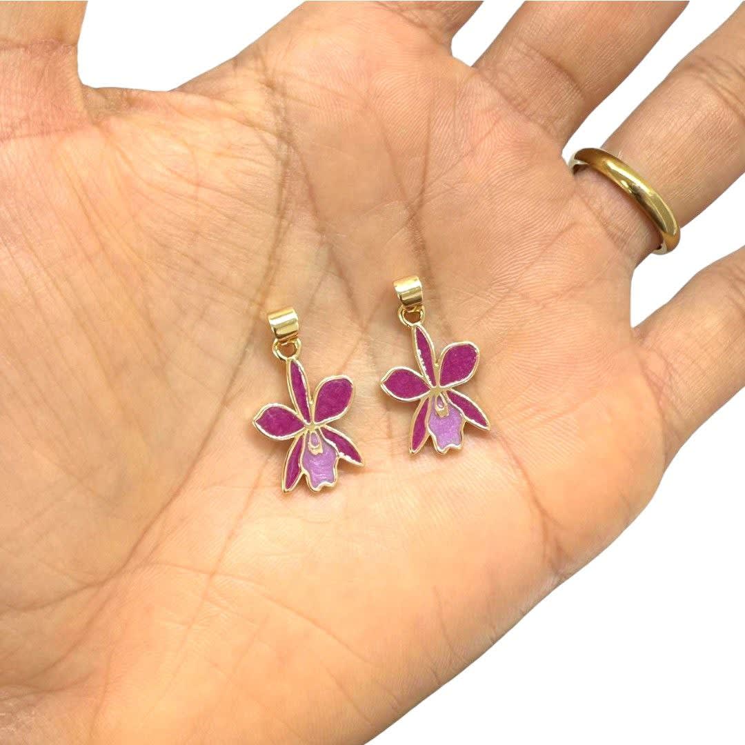 Dije Colgante flor orquídea venezuela 20x15 mm baño oro / unidad2