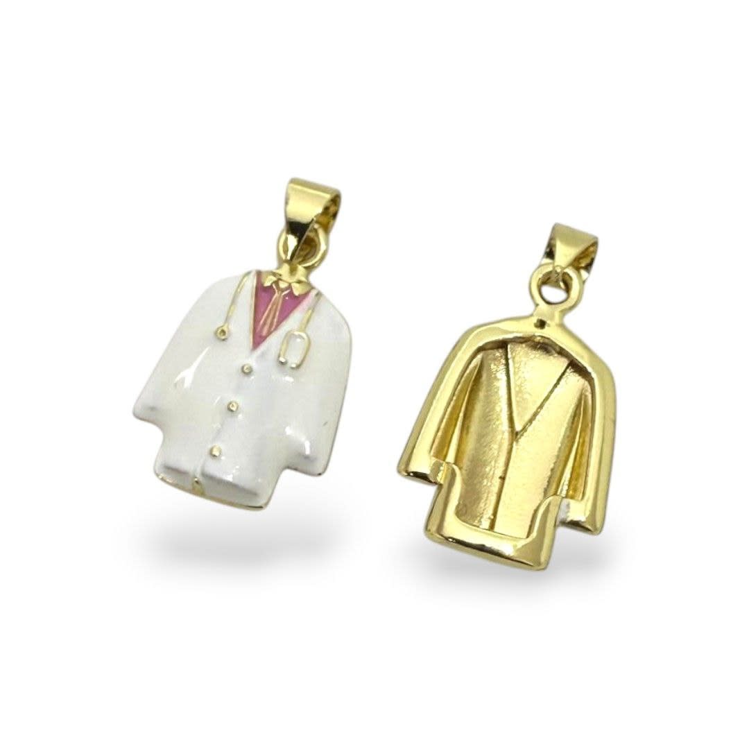 Dije colgante bata uniforme doctor medicina 20x14 mm baño oro / unidad4