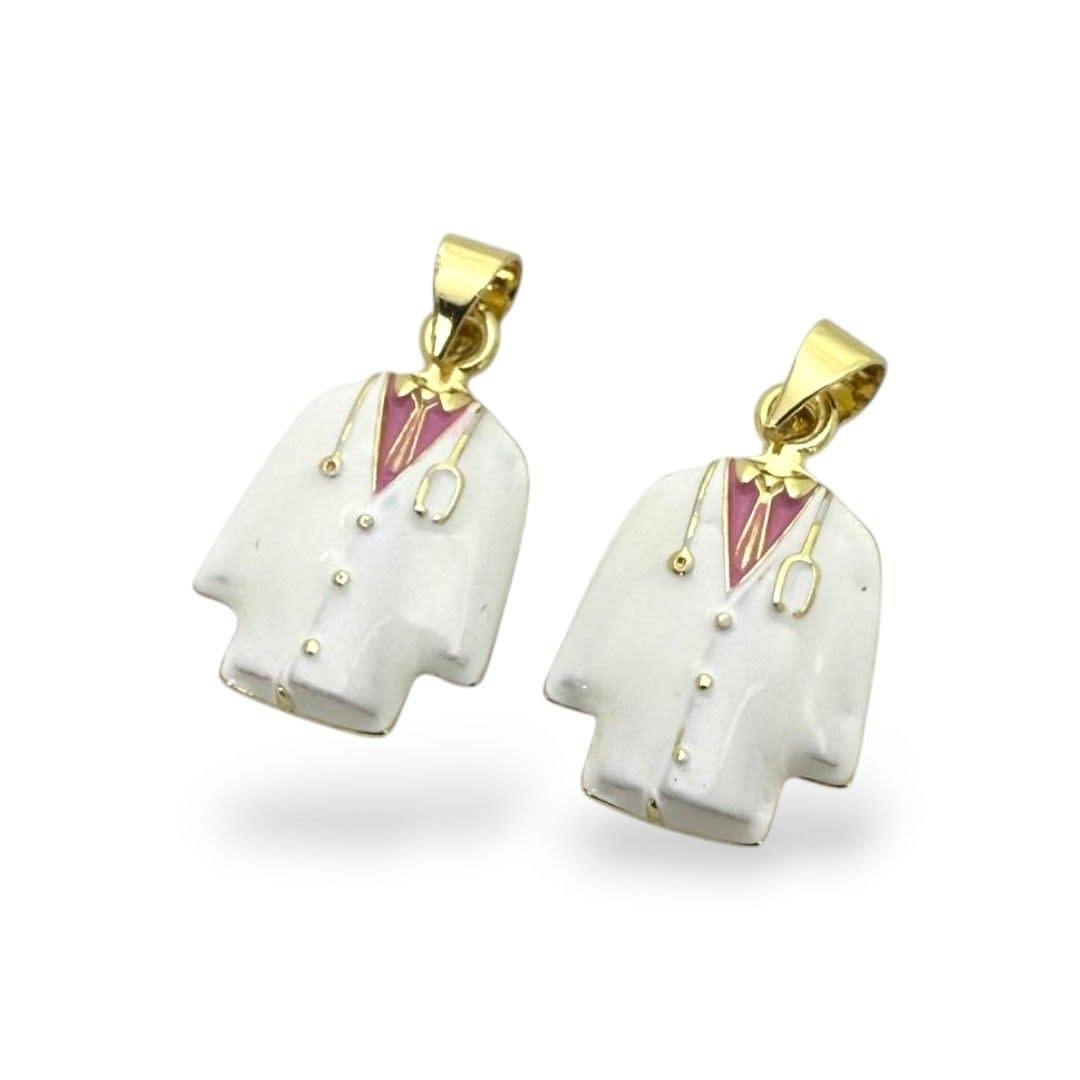 Dije colgante bata uniforme doctor medicina 20x14 mm baño oro / unidad1