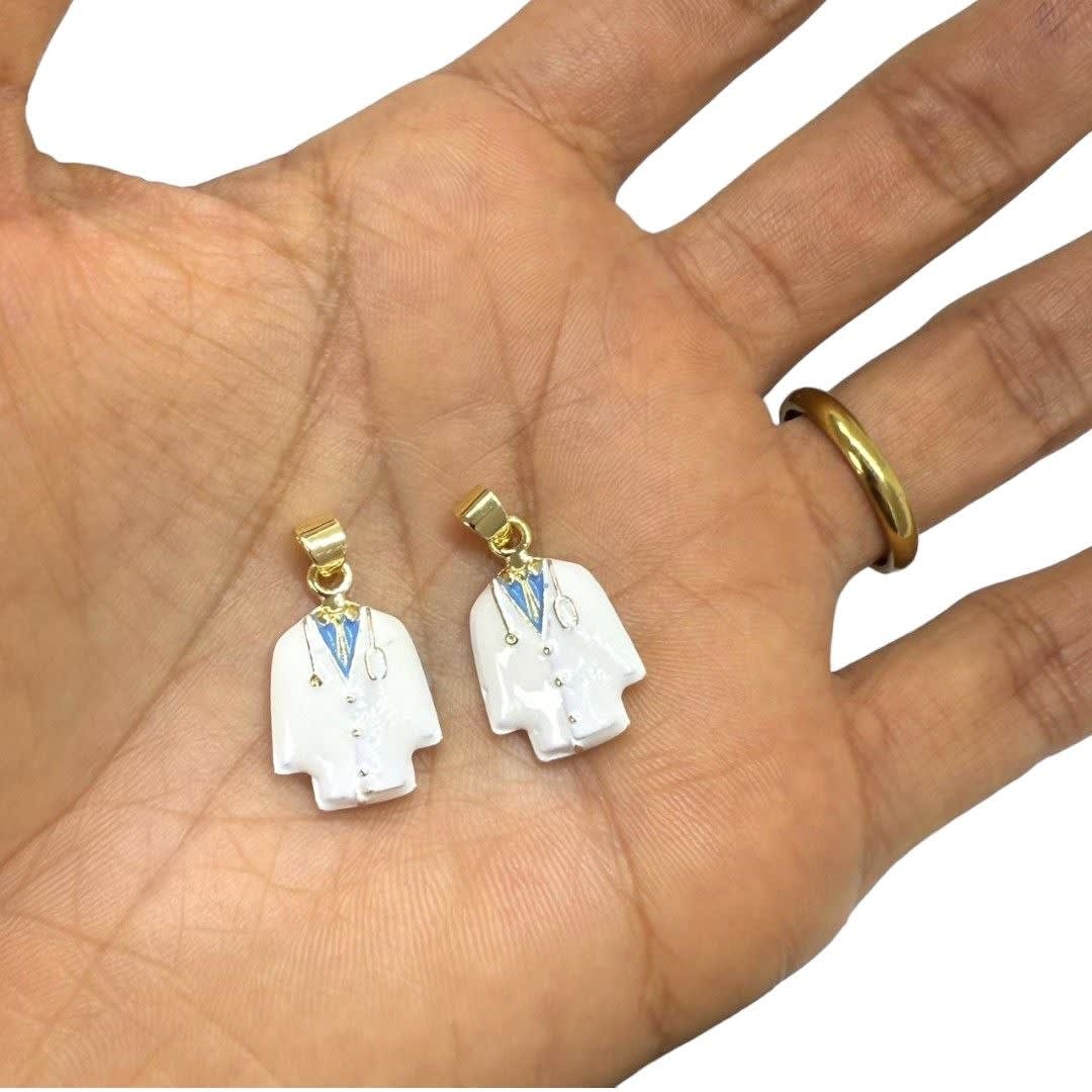 Dije colgante bata uniforme doctor medicina 20x14 mm baño oro / unidad2