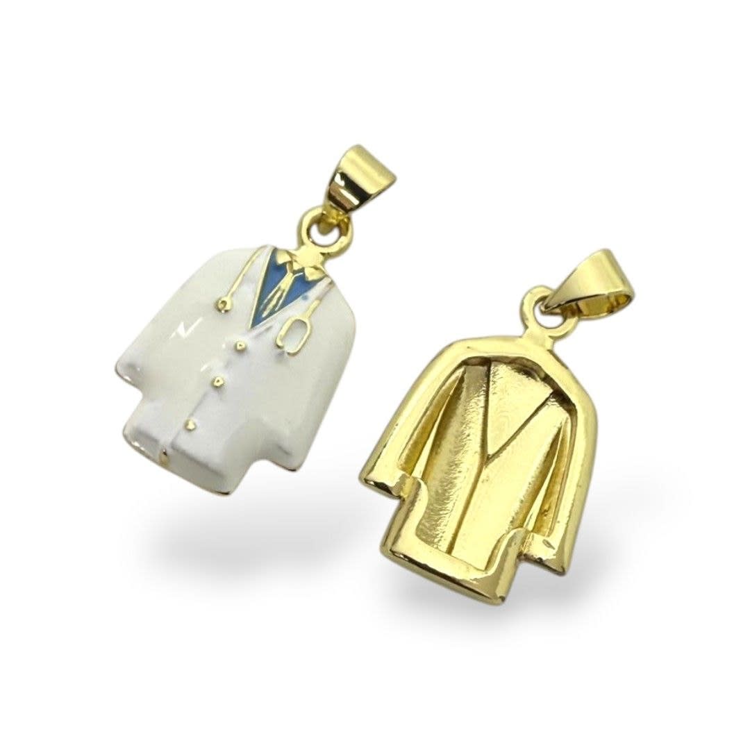 Dije colgante bata uniforme doctor medicina 20x14 mm baño oro / unidad3