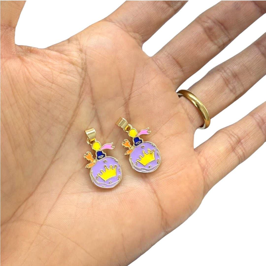 Dije colgante esmaltado el principito 20x15 mm baño oro / unidad2