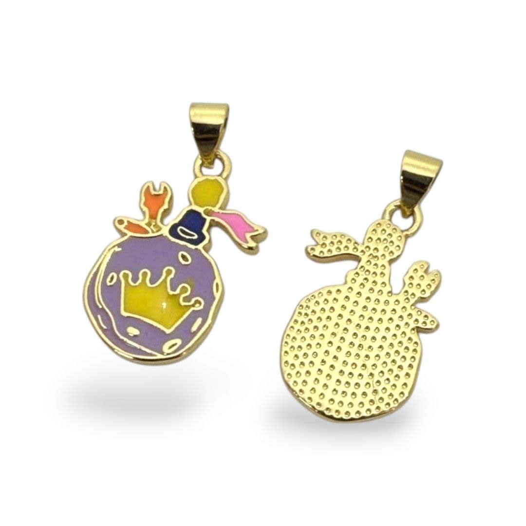 Dije colgante esmaltado el principito 20x15 mm baño oro / unidad3