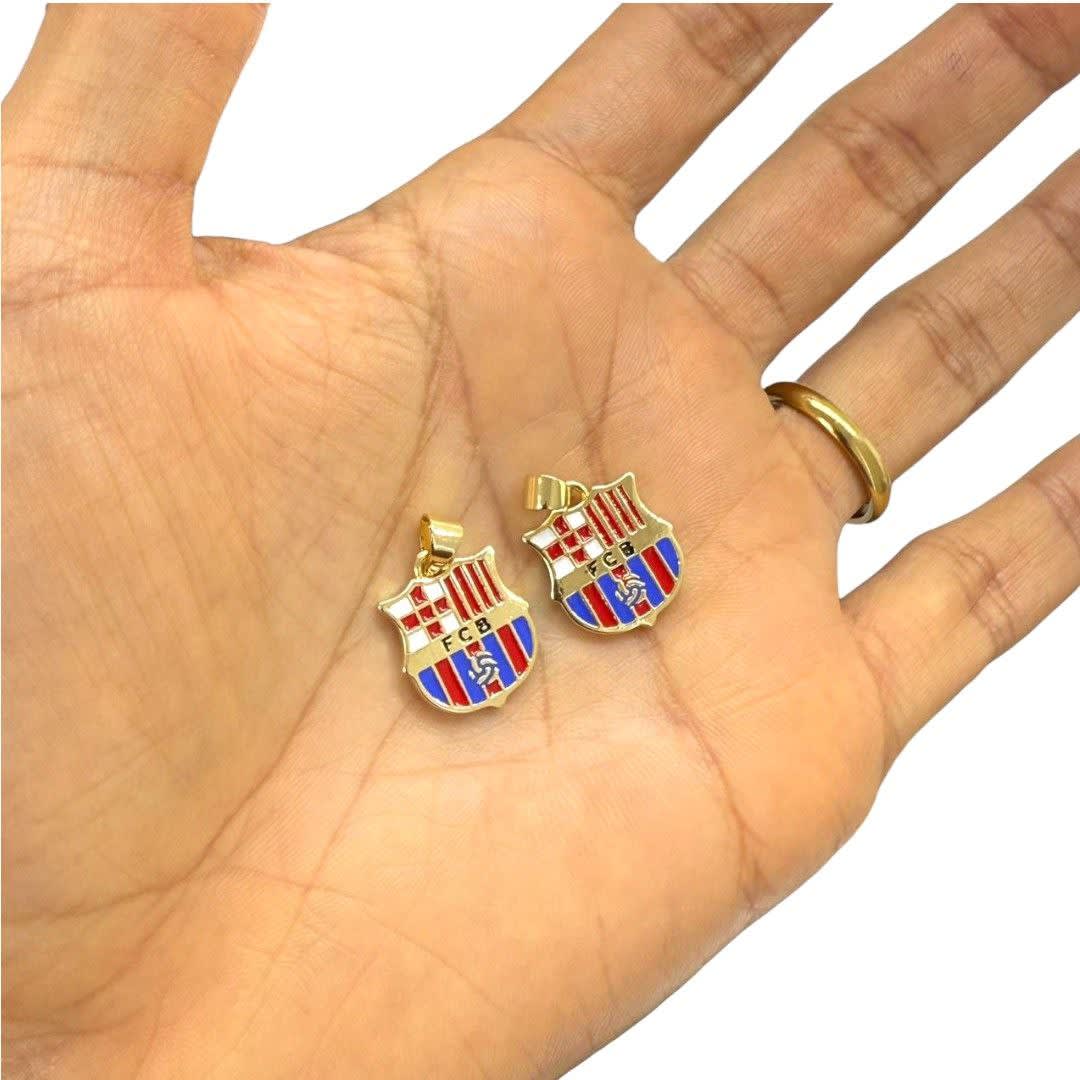 Dije colgante escudo barcelona futbol 15 mm baño oro / unidad2