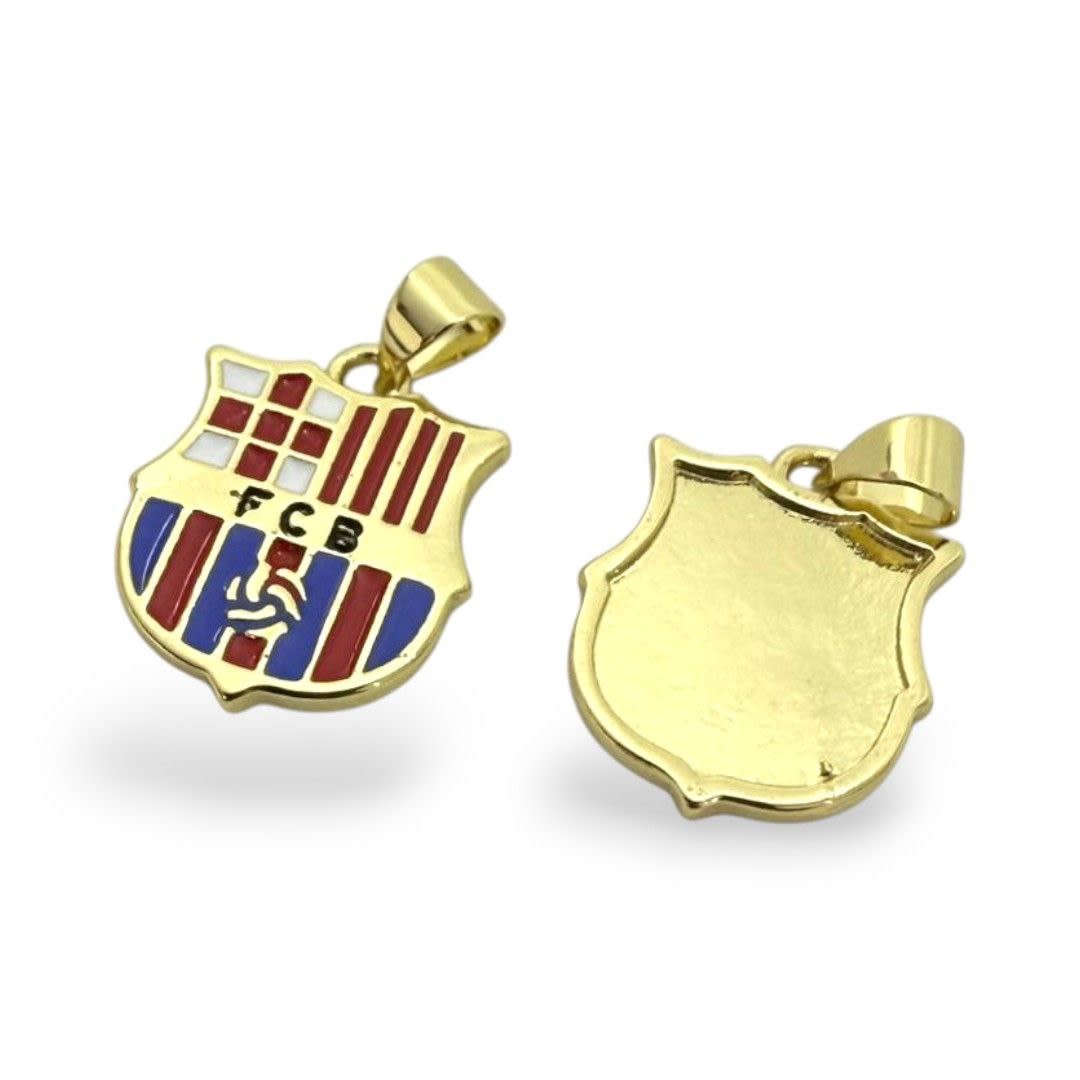 Dije colgante escudo barcelona futbol 15 mm baño oro / unidad3