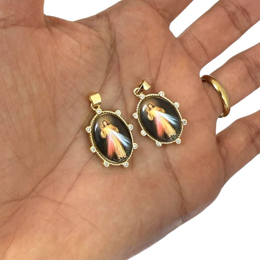 Dije colgante óvalo jesús de la misericordia baño oro / unidad2