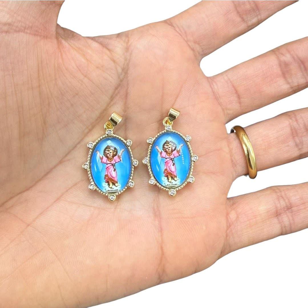 Dije colgante óvalo divino niño jesús baño oro / unidad2