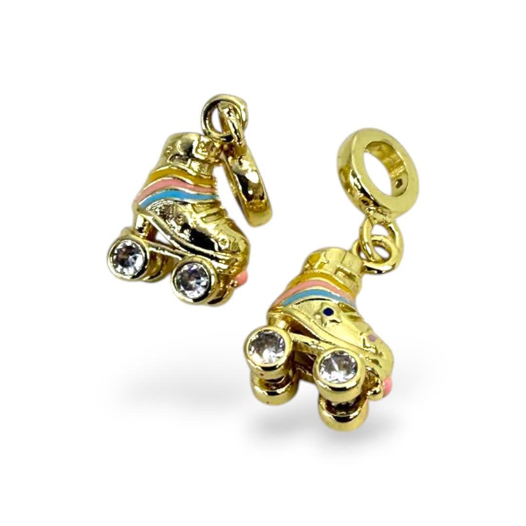 Colgante europeo charm patines 15x10 mm baño oro / unidad2