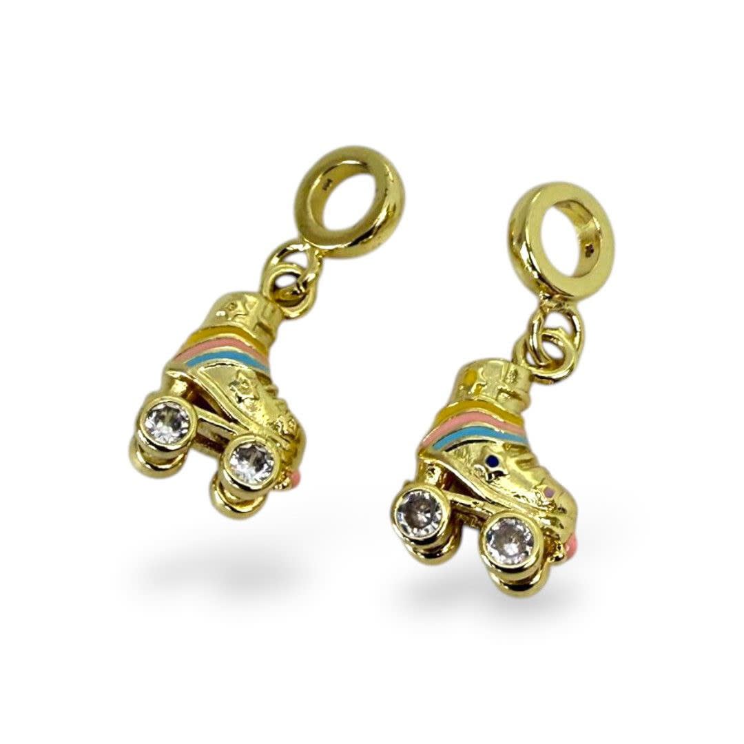 Colgante europeo charm patines 15x10 mm baño oro / unidad3