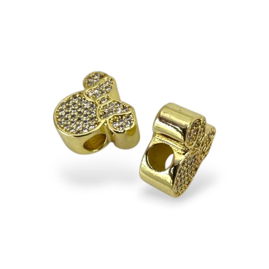 Pasador europeo charm mickey minnie baño oro zircón / unidad6