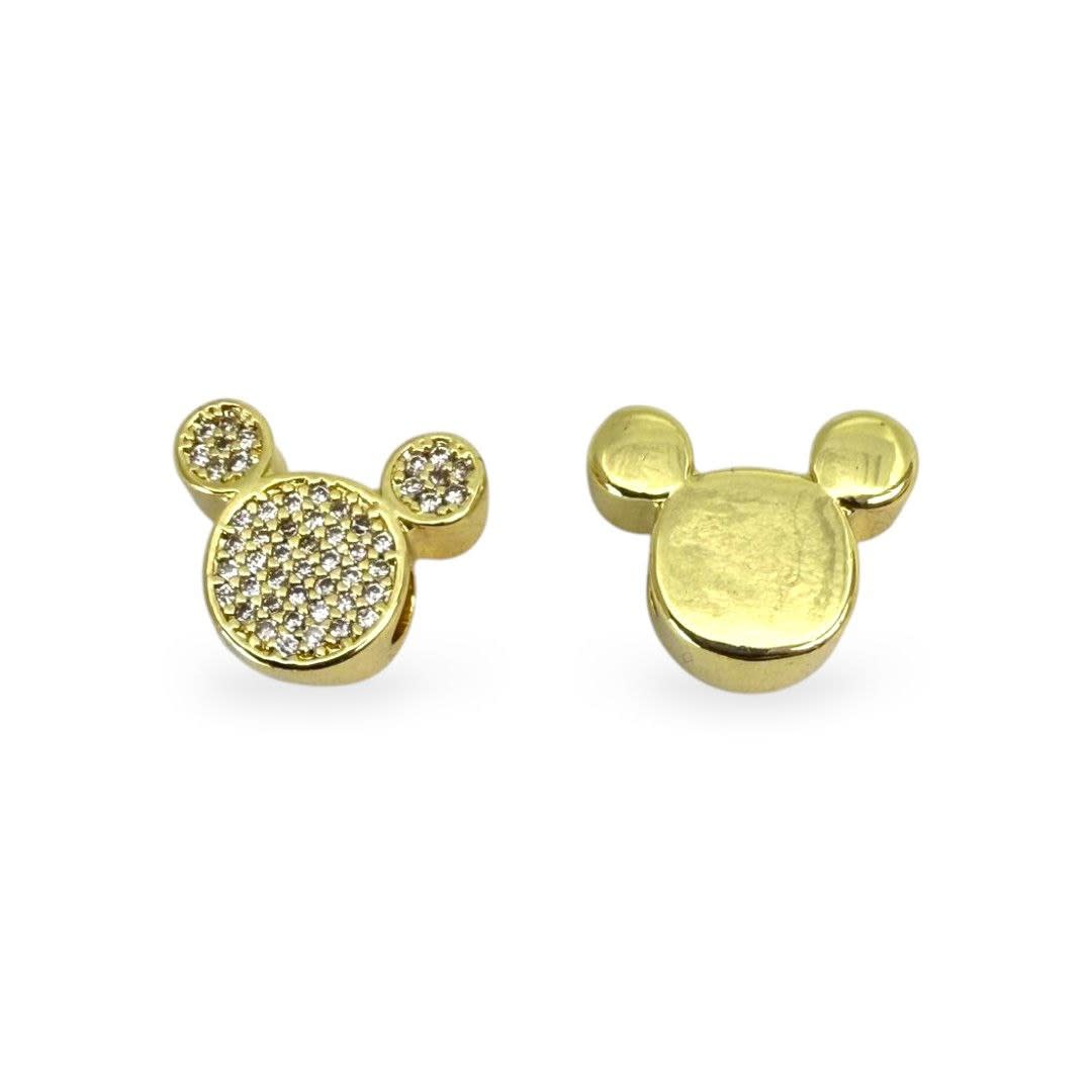 Pasador europeo charm mickey minnie baño oro zircón / unidad3