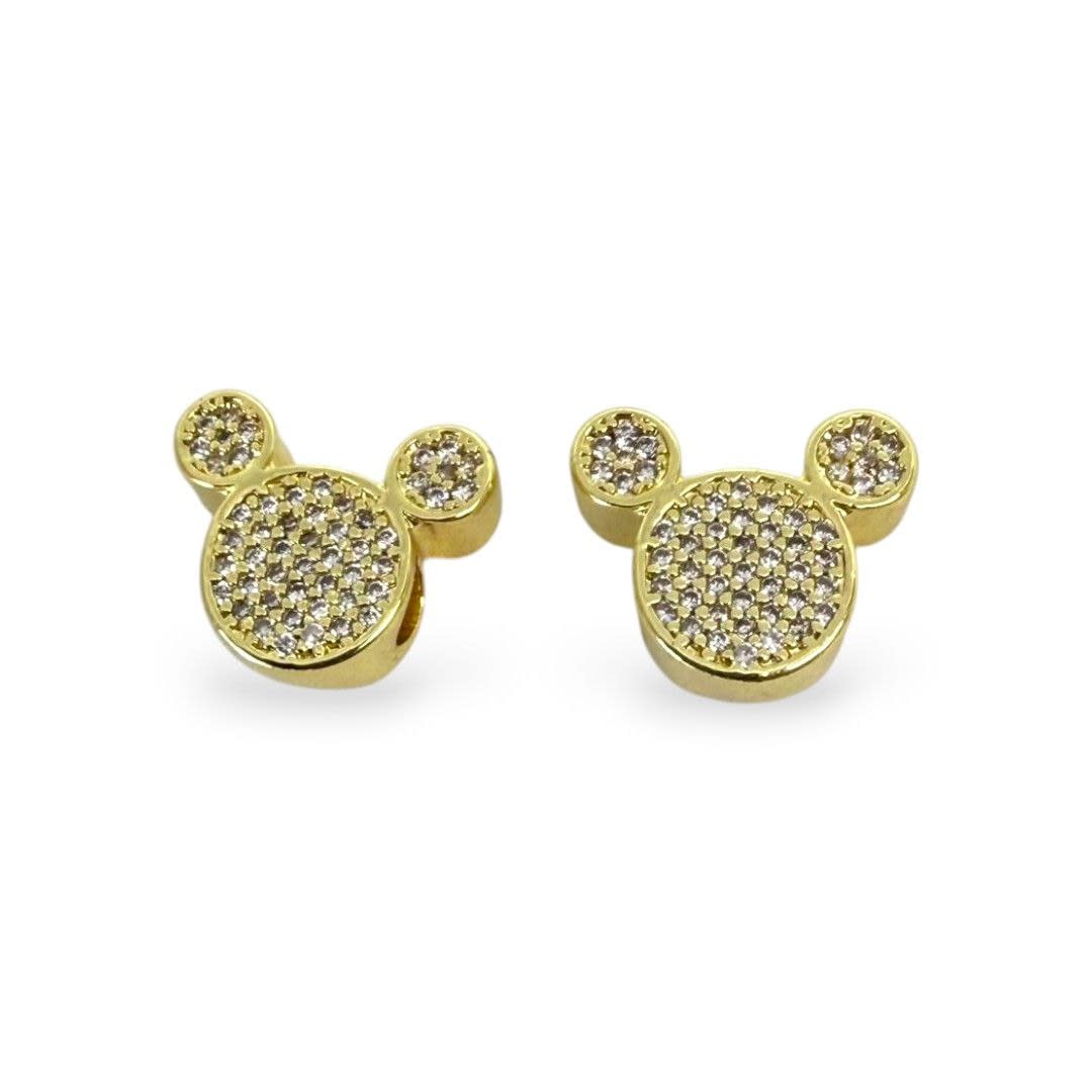 Pasador europeo charm mickey minnie baño oro zircón / unidad2