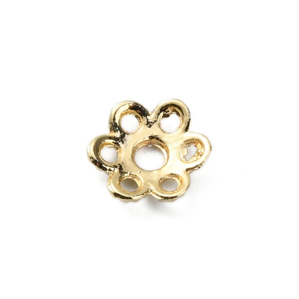 Tapa de cuentas piedras abalorios flor baño de oro / 10 uds3