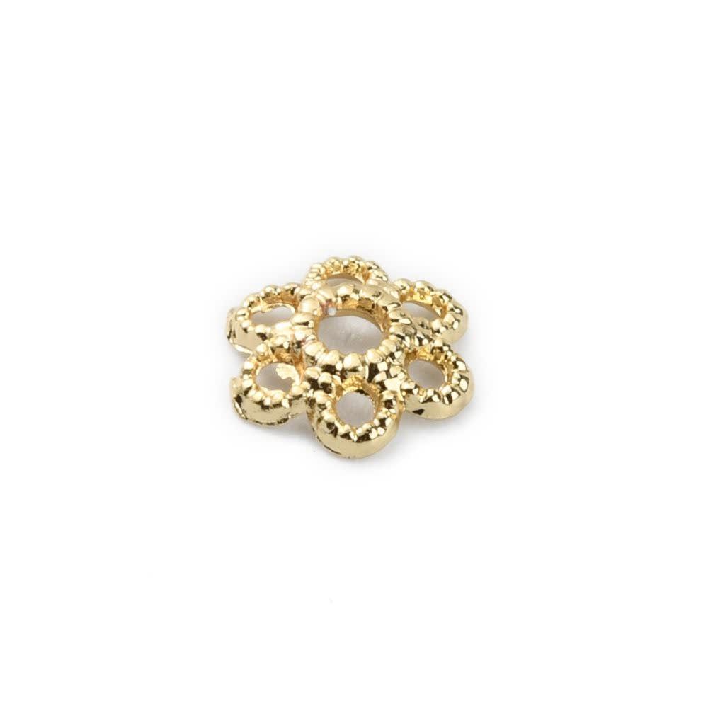 Tapa de cuentas piedras abalorios flor baño de oro / 10 uds1