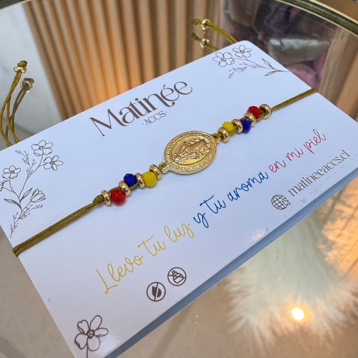 Pulsera collar tricolor Venezuela virgen milagrosa ajustable / unidad2