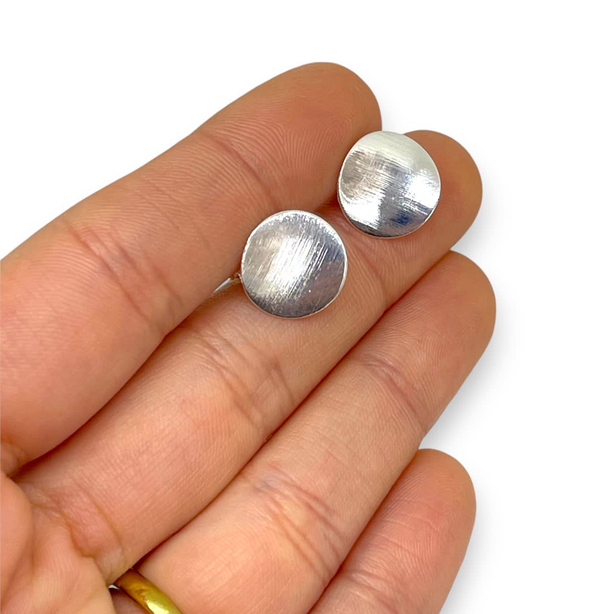 Base de aros topito redonda texturizada 13 mm baño de plata / par2