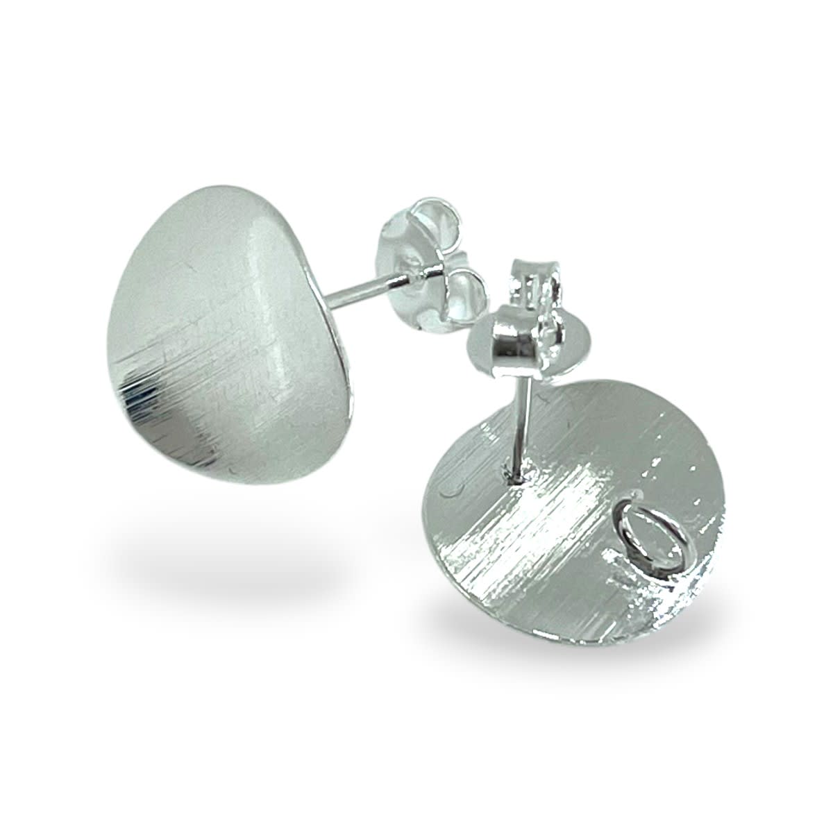 Base de aros topito redonda texturizada 13 mm baño de plata / par1