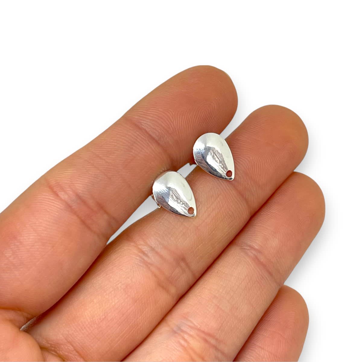 Base de aros topito lágrima abombada 11x8 mm baño de plata / par2