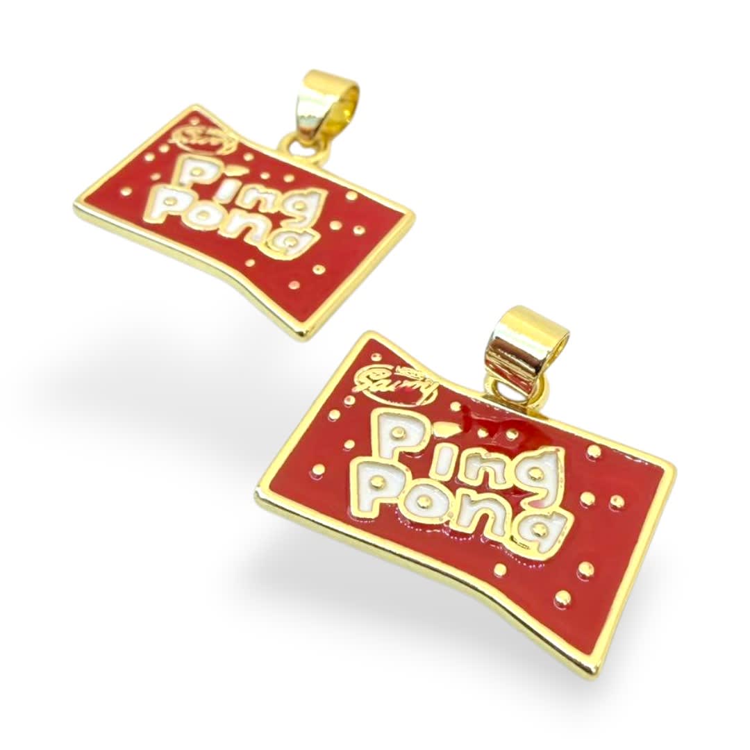 Dije colgante esmaltado ping pong venezolano 23x15 mm baño de oro / unidad2