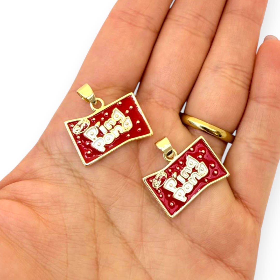 Dije colgante esmaltado ping pong venezolano 23x15 mm baño de oro / unidad3