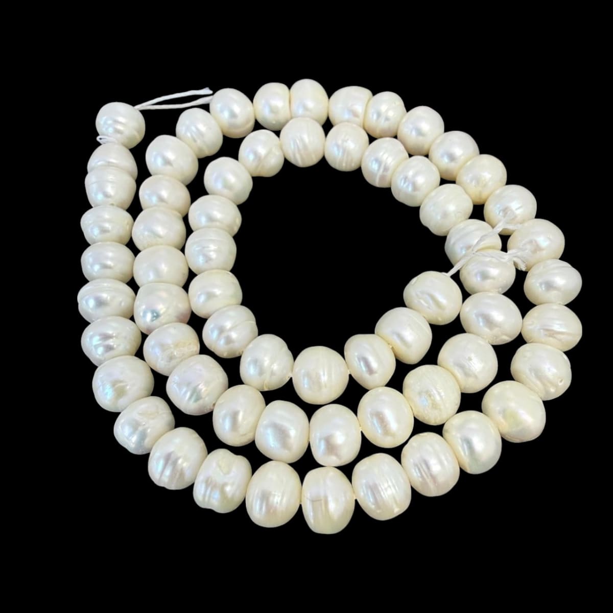 Sarta abalorios cuentas perla natural cultivada redonda irregular/ tira9