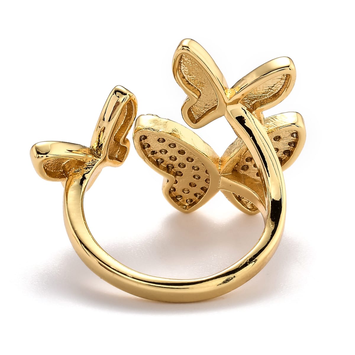 Anillo ajustable mariposas nácar baño de oro / unidad5