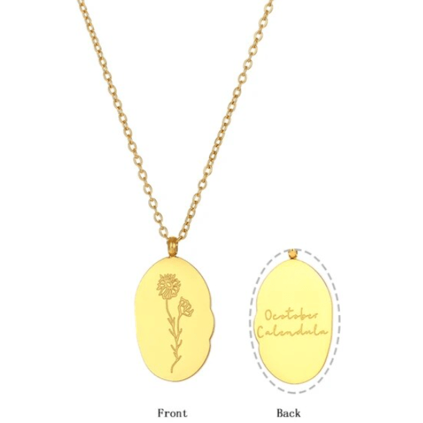 Collar con colgante flores mes de nacimiento acero / unidad12