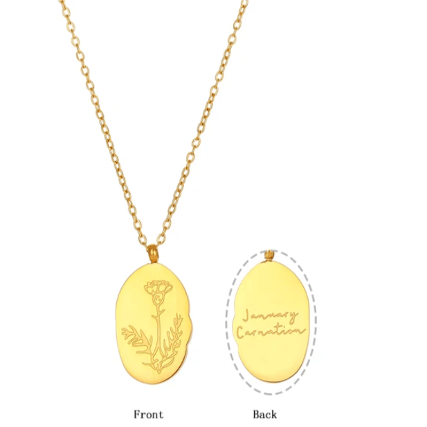 Collar con colgante flores mes de nacimiento acero / unidad11