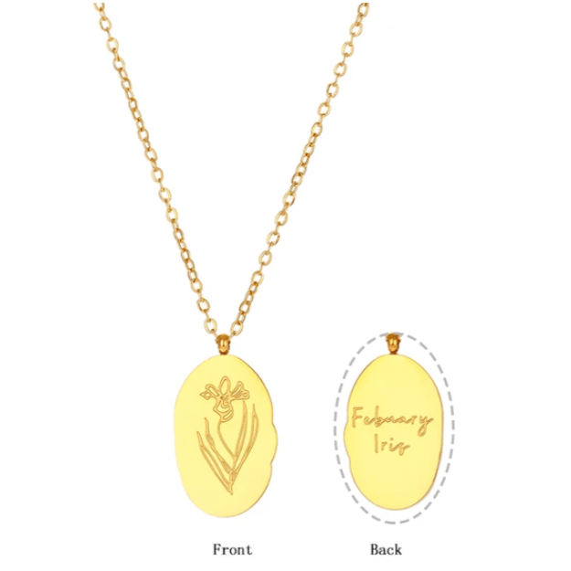 Collar con colgante flores mes de nacimiento acero / unidad10